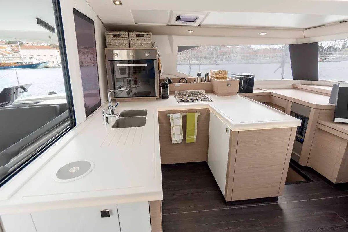 Galley of Mojo, a Fountaine Pajot Astrea 42 catamaran at Grad Pula, Croatia