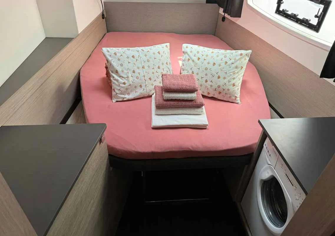 Cabin on Mojo, a Fountaine Pajot Astrea 42 catamaran at Grad Pula, Croatia