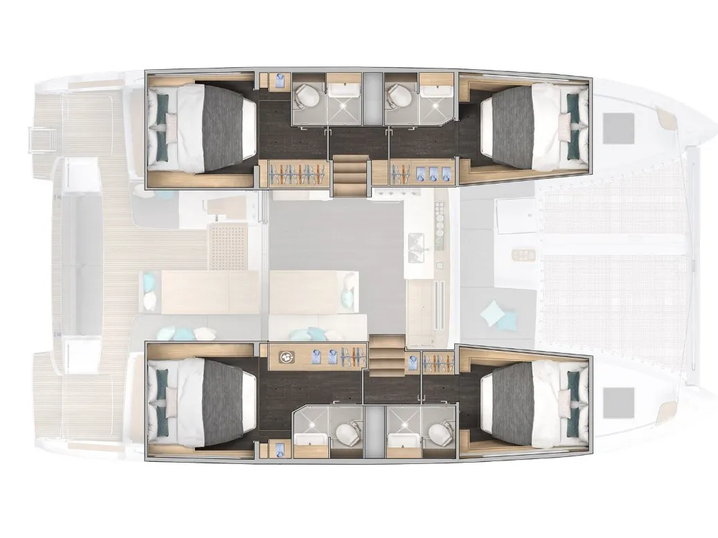 Floor plan of BRAND NEW LAGOON 43, a Lagoon 43 catamaran at Općina Sukošan, Croatia