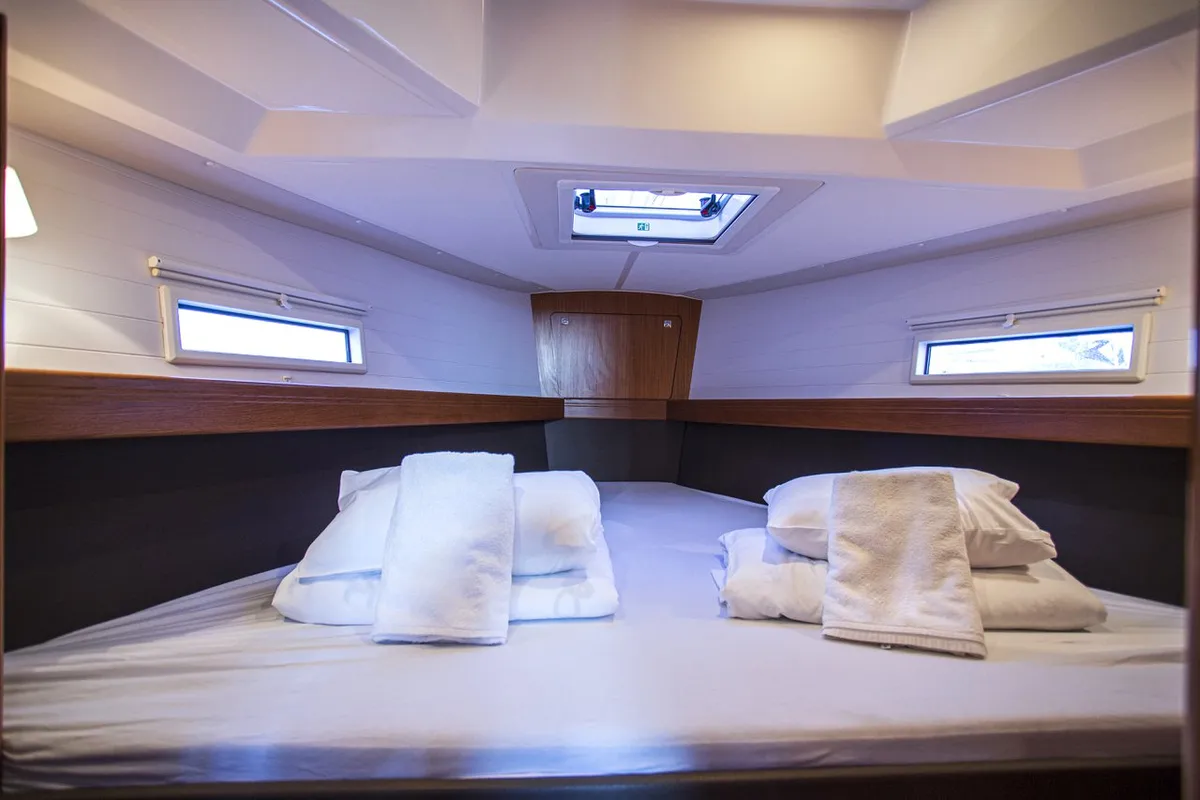 Cabin on Bavaria Cruiser 41, a sailboat at Zadar, Croatia