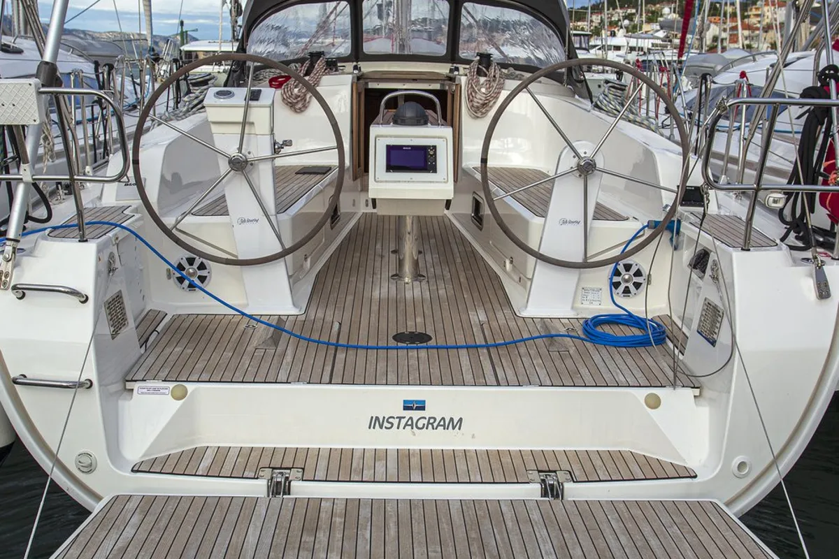 Deck of Bavaria Cruiser 41, a sailboat at Zadar, Croatia