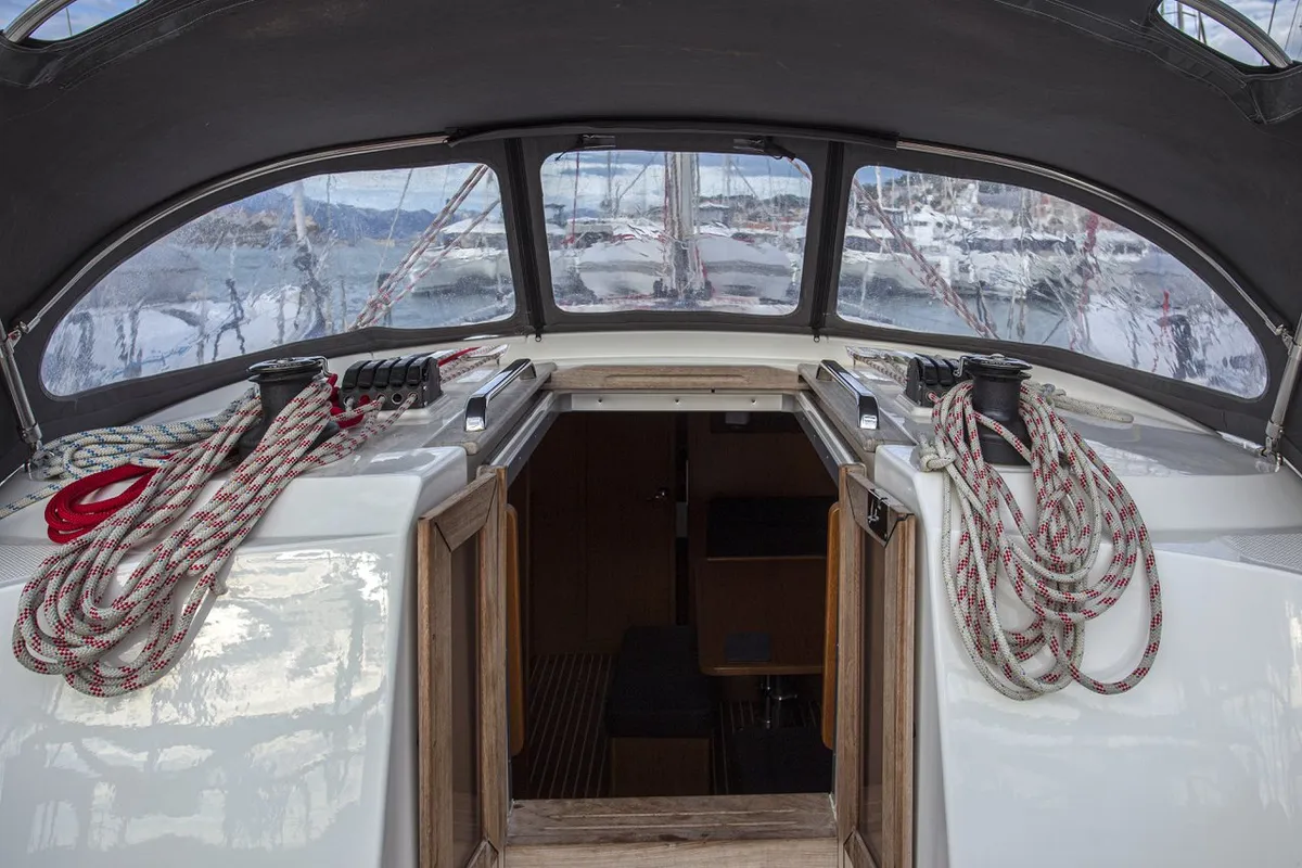 Deck of Bavaria Cruiser 41, a sailboat at Zadar, Croatia