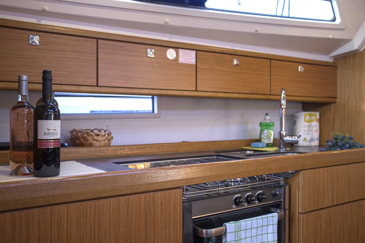 Galley of Bavaria Cruiser 41, a sailboat at Zadar, Croatia