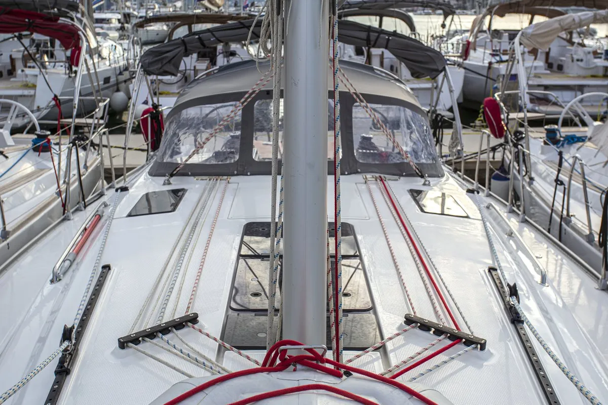 Deck of Bavaria Cruiser 41, a sailboat at Zadar, Croatia