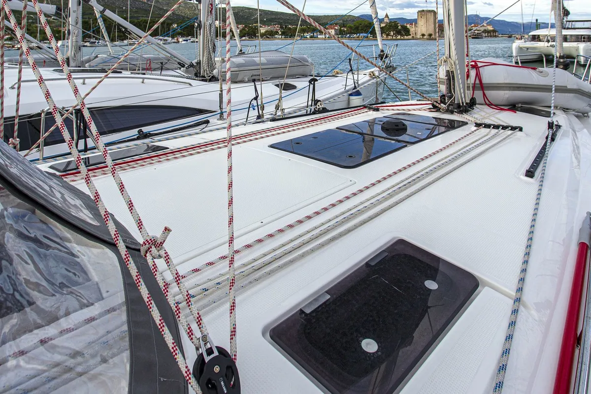 Deck of Bavaria Cruiser 41, a sailboat at Zadar, Croatia