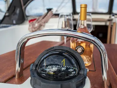 Cockpit of Bavaria Cruiser 41, a sailboat at Zadar, Croatia