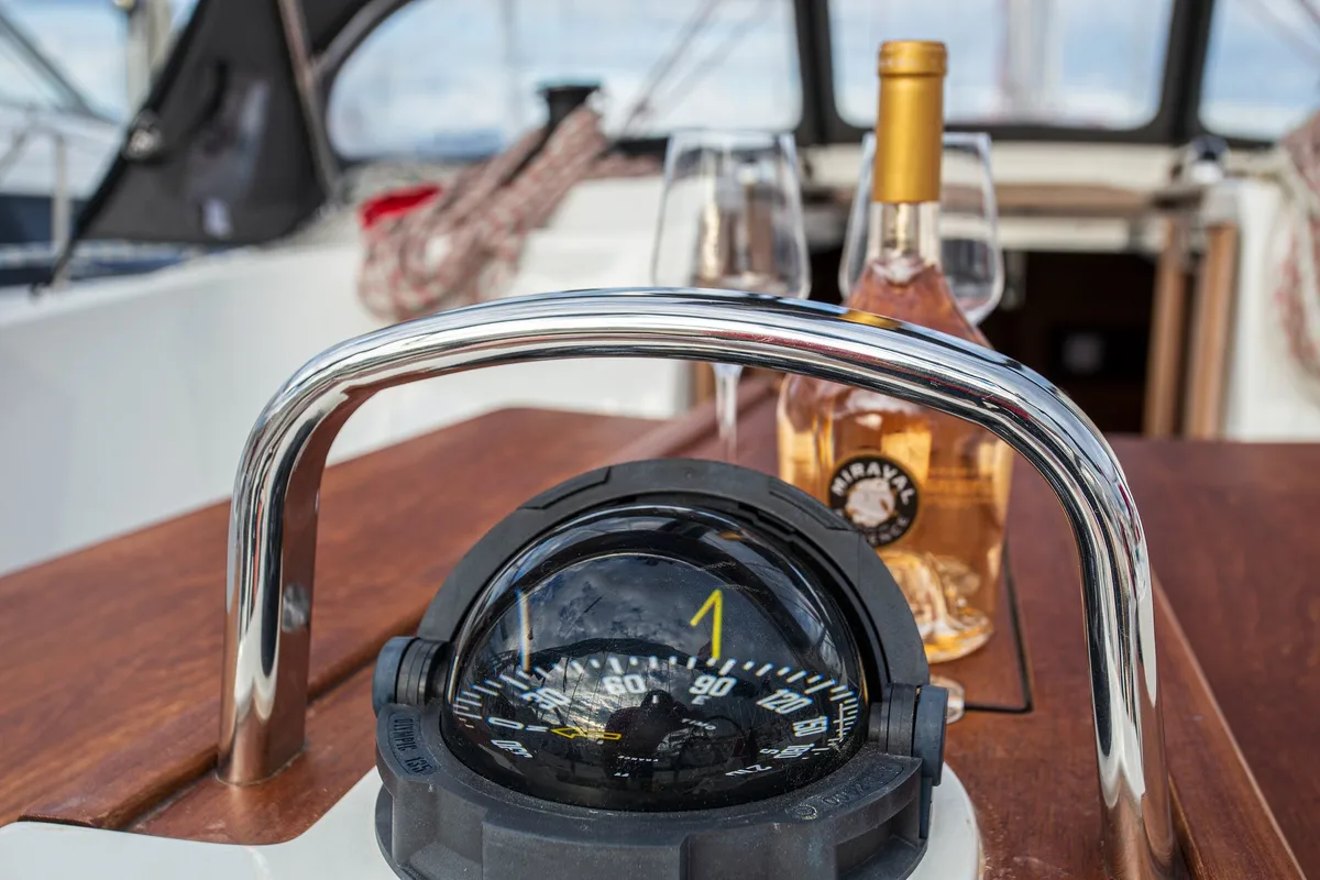 Cockpit of Bavaria Cruiser 41, a sailboat at Zadar, Croatia