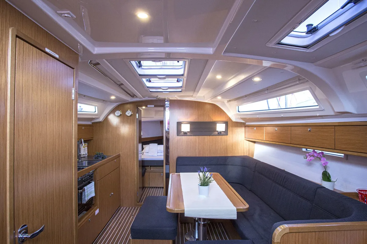 Salon of Bavaria Cruiser 41, a sailboat at Zadar, Croatia