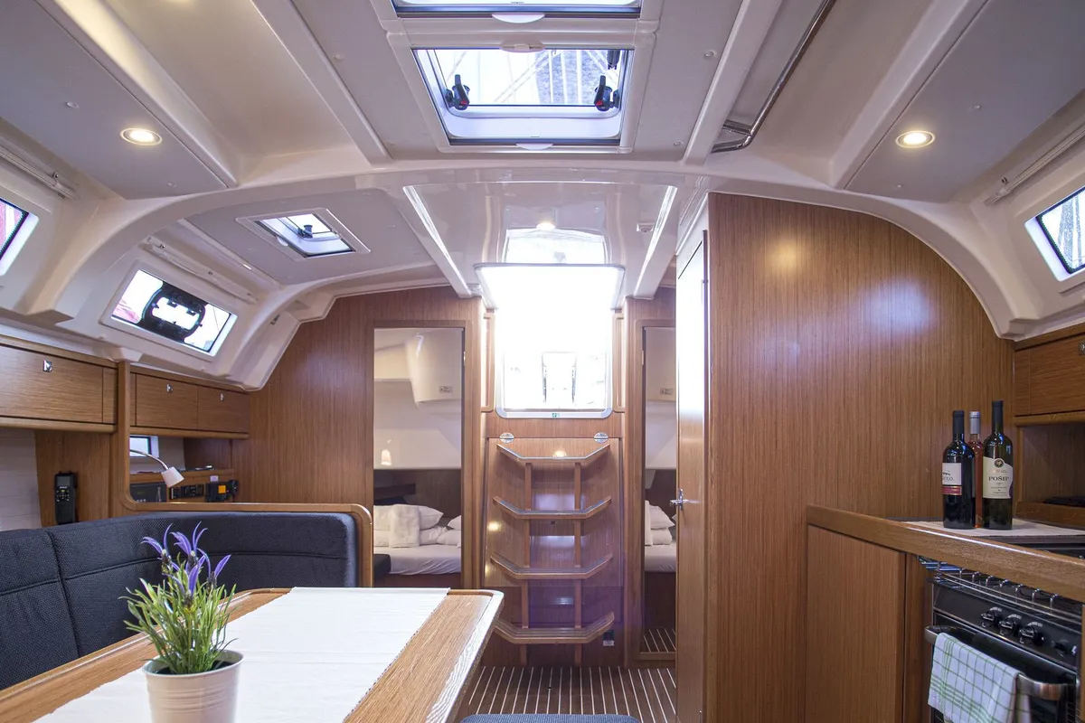Salon of Bavaria Cruiser 41, a sailboat at Zadar, Croatia