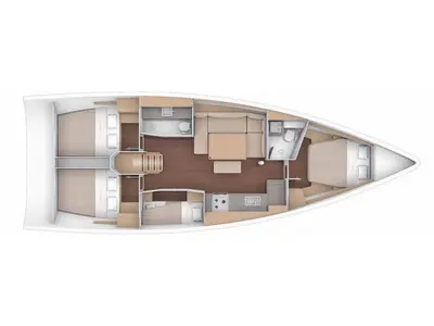 Floor plan of AF-D430, a Dufour 430 sailboat at Municipal Unit of Lefkada, Greece