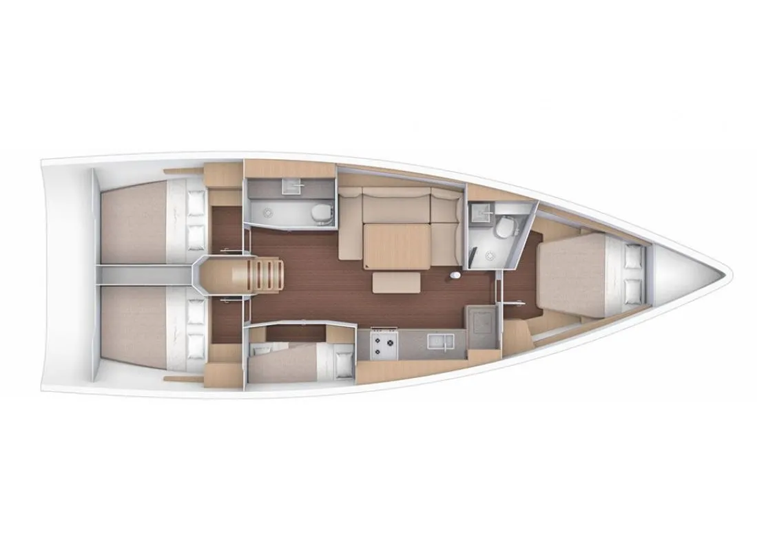 Floor plan of AF-D430, a Dufour 430 sailboat at Municipal Unit of Lefkada, Greece