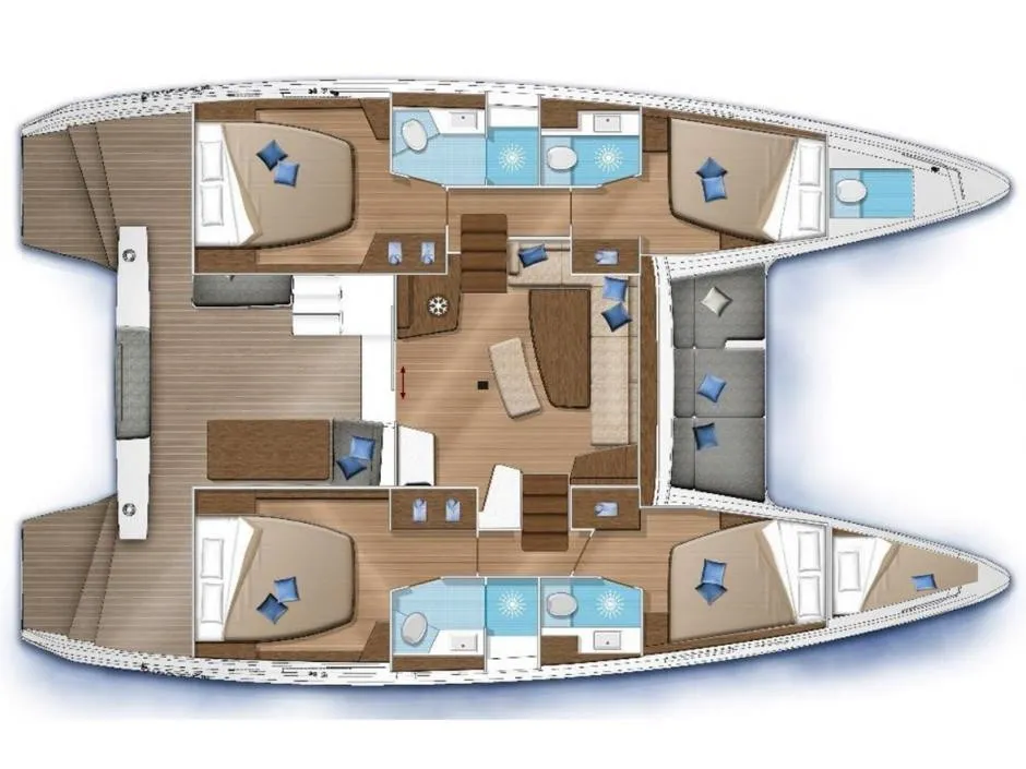 Floor plan of Stella, a Lagoon 42 catamaran at San Vincenzo, Italy