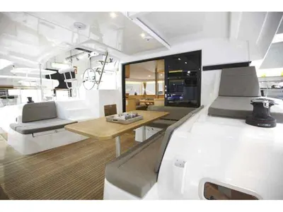 Deck of Stella, a Lagoon 42 catamaran at San Vincenzo, Italy