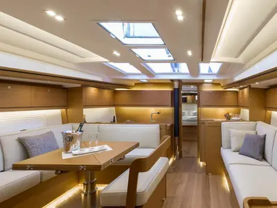Salon of Warriors Tale, a Dufour 520 Grand Large sailboat at Kalkara, Malta