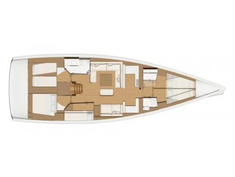 Floor plan of Warriors Tale, a Dufour 520 Grand Large sailboat at Kalkara, Malta