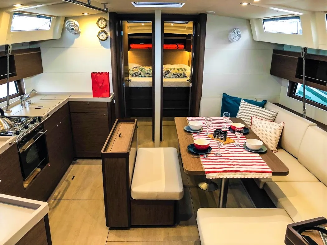Salon of Andiamo, a Beneteau Oceanis 46.1 sailboat at Athens, Greece