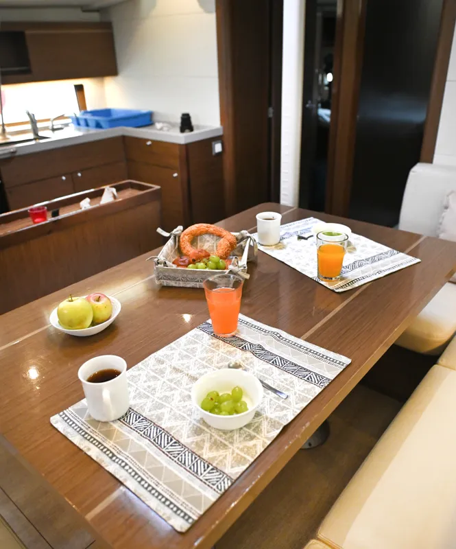 Salon of Andiamo, a Beneteau Oceanis 46.1 sailboat at Athens, Greece