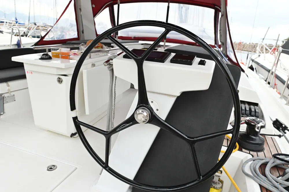 Cockpit of Andiamo, a Beneteau Oceanis 46.1 sailboat at Athens, Greece