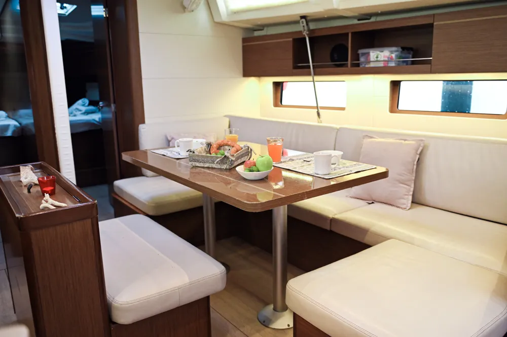 Salon of Andiamo, a Beneteau Oceanis 46.1 sailboat at Athens, Greece