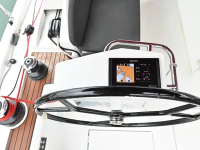 Cockpit of Andiamo, a Beneteau Oceanis 46.1 sailboat at Athens, Greece