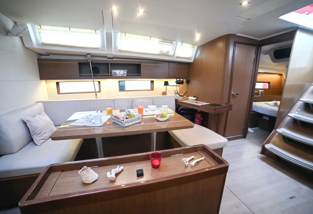Salon of Andiamo, a Beneteau Oceanis 46.1 sailboat at Athens, Greece