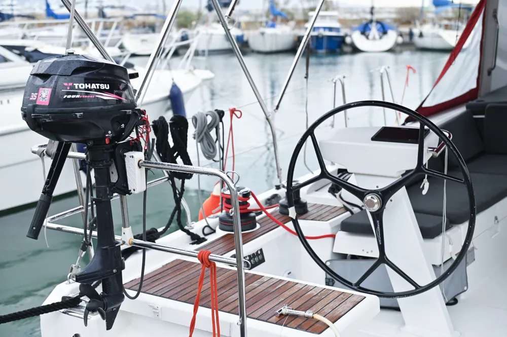 Cockpit of Andiamo, a Beneteau Oceanis 46.1 sailboat at Athens, Greece
