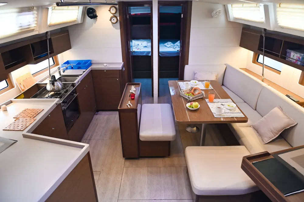 Salon of Andiamo, a Beneteau Oceanis 46.1 sailboat at Athens, Greece