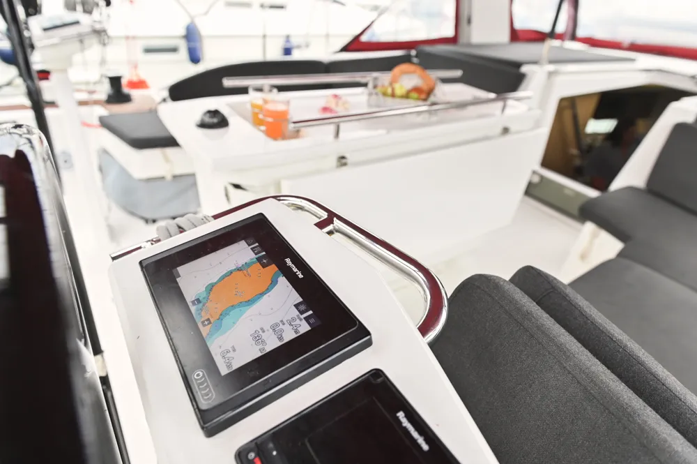 Cockpit of Andiamo, a Beneteau Oceanis 46.1 sailboat at Athens, Greece