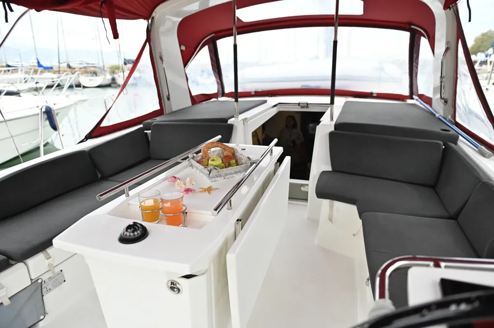 Deck of Andiamo, a Beneteau Oceanis 46.1 sailboat at Athens, Greece