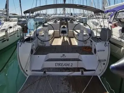 Cockpit of Dream 2, a Bavaria Cruiser 46 sailboat at Split, Croatia