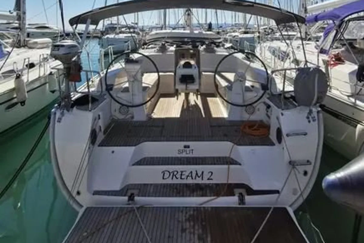 Cockpit of Dream 2, a Bavaria Cruiser 46 sailboat at Split, Croatia