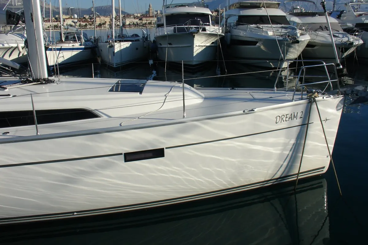 Exterior view of Dream 2, a Bavaria Cruiser 46 sailboat at Split, Croatia