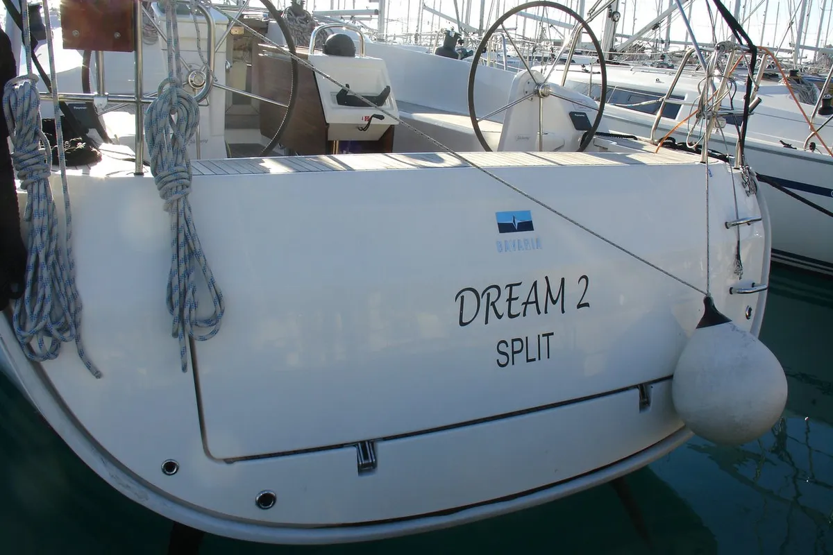 Exterior view of Dream 2, a Bavaria Cruiser 46 sailboat at Split, Croatia