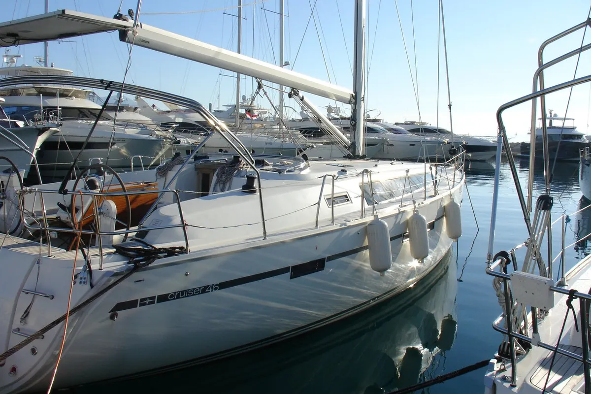 Exterior view of Dream 2, a Bavaria Cruiser 46 sailboat at Split, Croatia