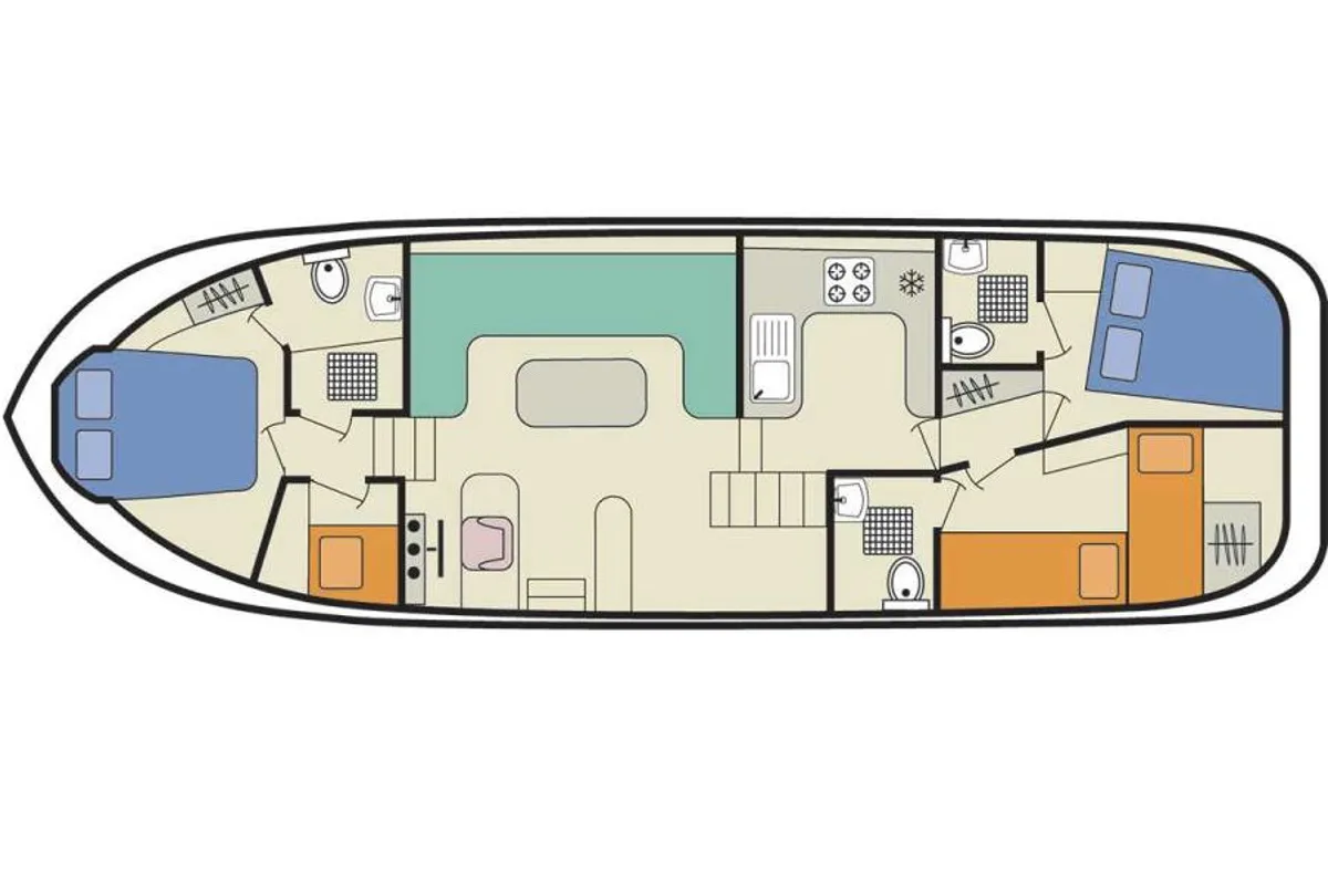 Floor plan of Shannon Star, a Cygnet Shannon Star motorboat at County Galway, Ireland