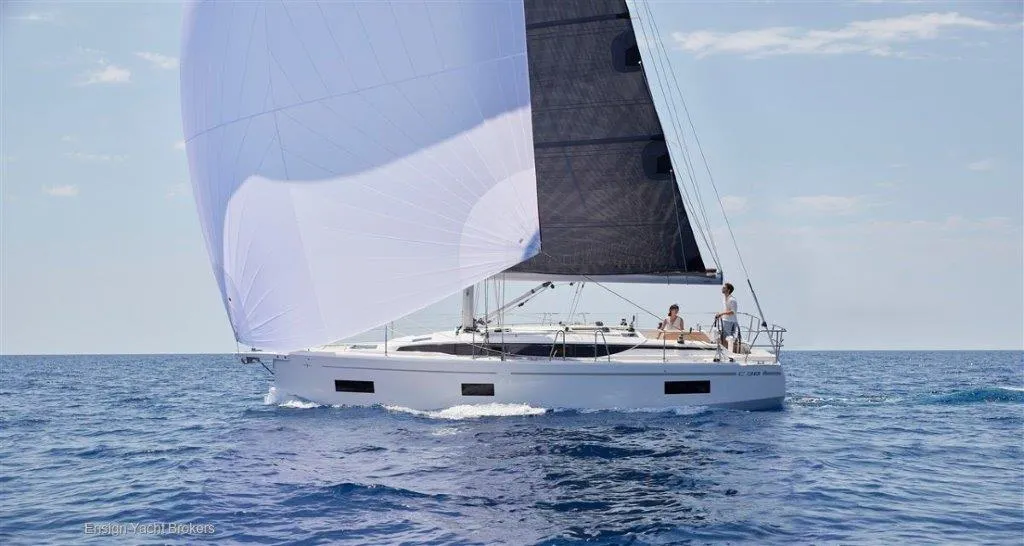 Exterior view of Sunny Day, a Bavaria C38 sailboat at Punat, Croatia
