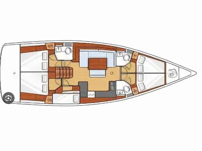Floor plan of Bandol, a Beneteau Oceanis 48 sailboat at Municipality of Kalamata, Greece