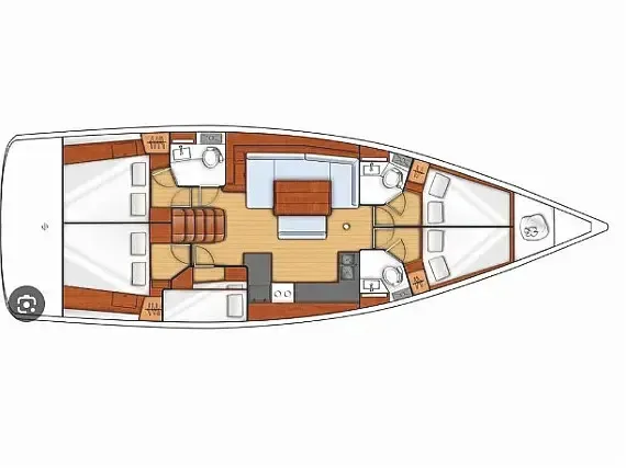 Floor plan of Bandol, a Beneteau Oceanis 48 sailboat at Municipality of Kalamata, Greece