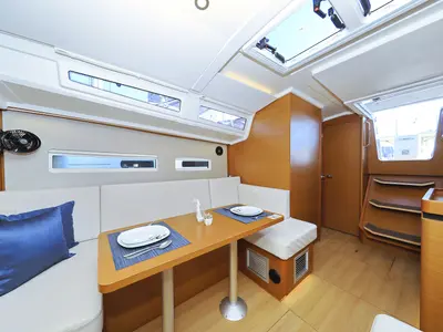 Salon of Diona, a Jeanneau Sun Odyssey 410 sailboat at Grad Biograd na Moru, Croatia