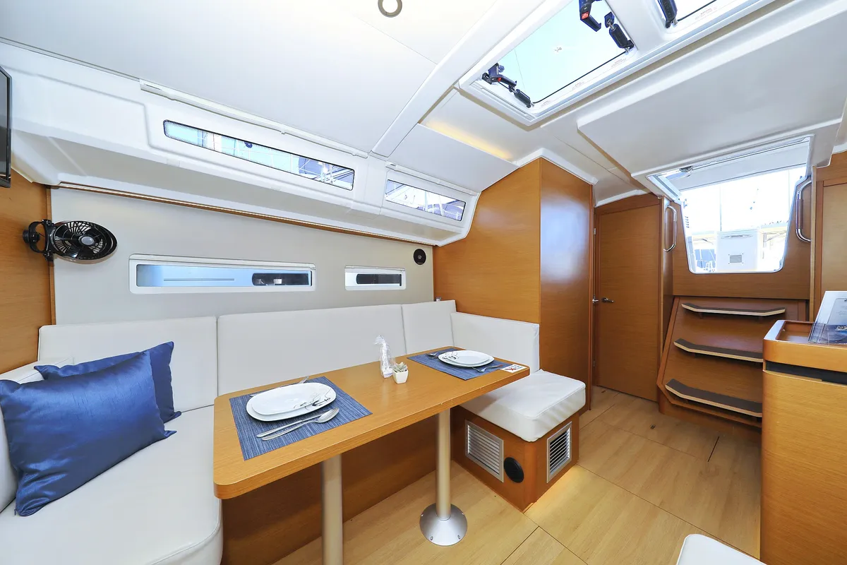 Salon of Diona, a Jeanneau Sun Odyssey 410 sailboat at Grad Biograd na Moru, Croatia