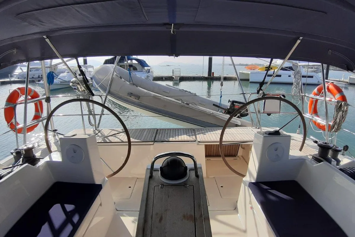 Cockpit of Southern Star, a Bavaria C45 sailboat at Mai Khao, Thailand