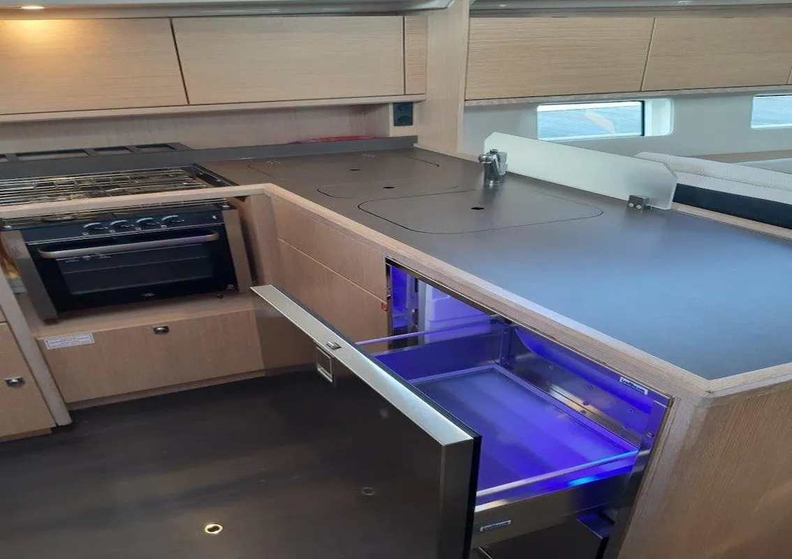 Galley of Southern Star, a Bavaria C45 sailboat at Mai Khao, Thailand
