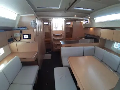 Salon of Southern Star, a Bavaria C45 sailboat at Mai Khao, Thailand