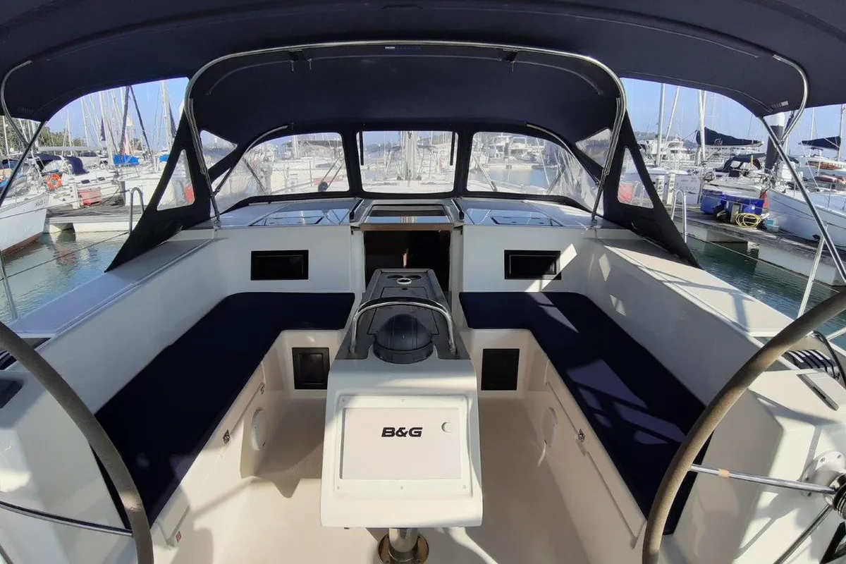Cockpit of Southern Star, a Bavaria C45 sailboat at Mai Khao, Thailand