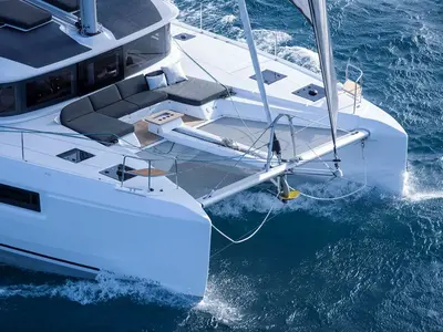 Deck of Nevera, a Lagoon 51 catamaran at Seget Donji, Croatia
