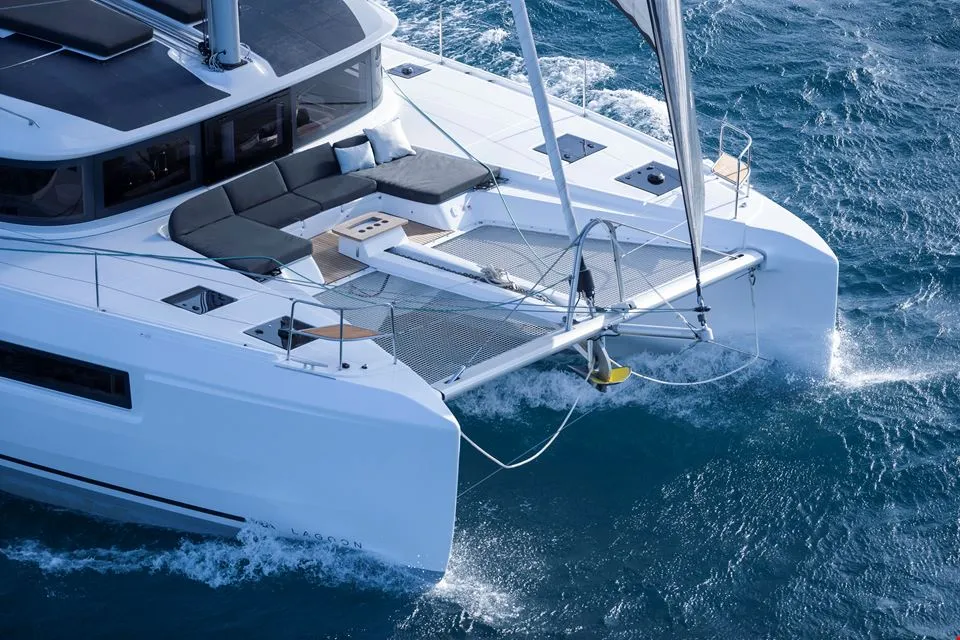 Deck of Nevera, a Lagoon 51 catamaran at Seget Donji, Croatia