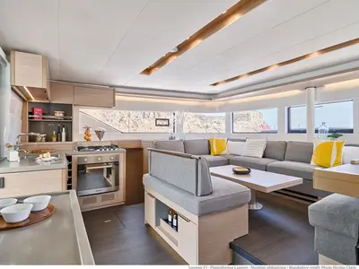 Salon of Nevera, a Lagoon 51 catamaran at Seget Donji, Croatia