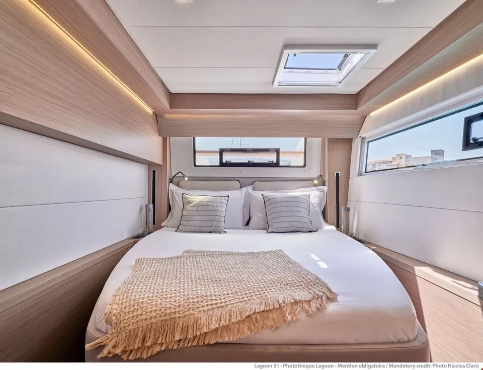 Cabin on Nevera, a Lagoon 51 catamaran at Seget Donji, Croatia