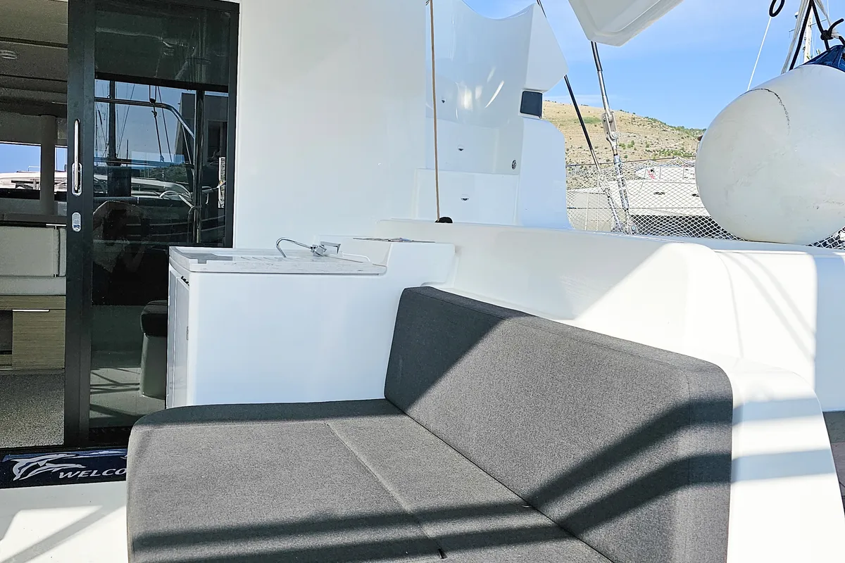 Deck of Nevera, a Lagoon 51 catamaran at Seget Donji, Croatia