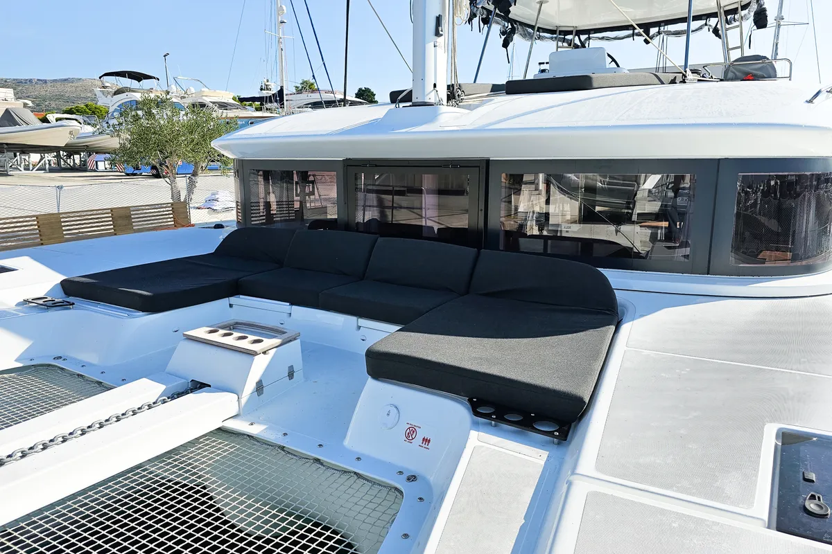 Deck of Nevera, a Lagoon 51 catamaran at Seget Donji, Croatia